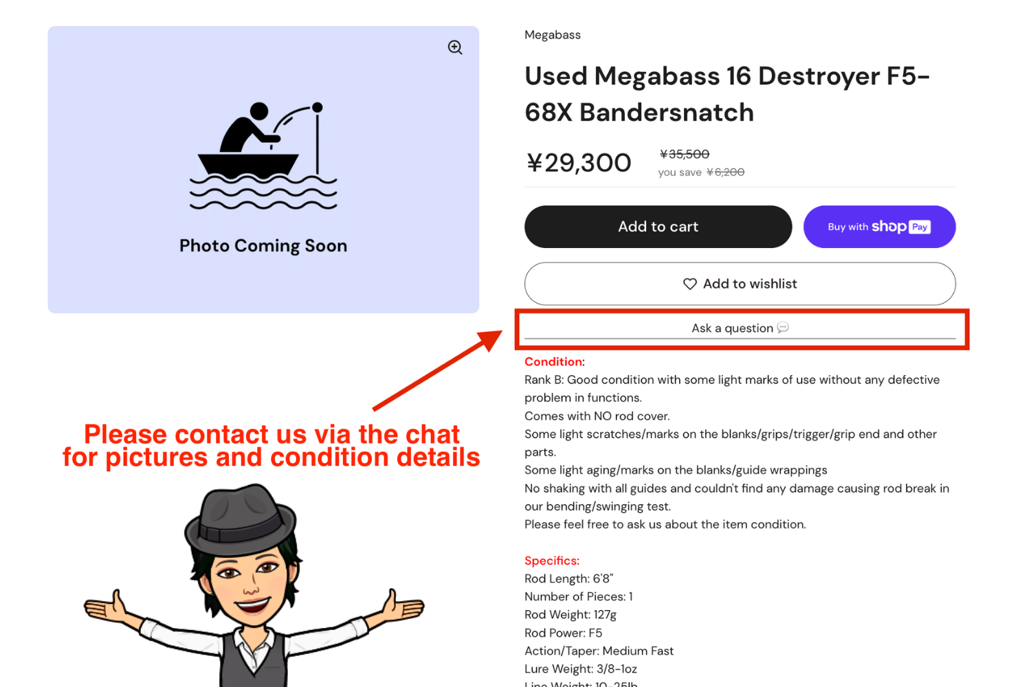 Used Megabass 16 Destroyer F5-68X Bandersnatch