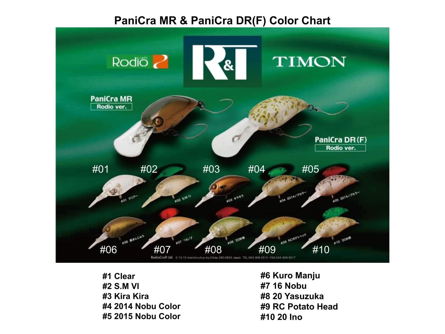 Rodio Craft PaniCra Rodio Version MR / DR (F) Color Chart