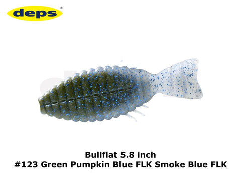 deps Bullflat 5.8 inch #123 Green Pumpkin Blue Flake Smoke Blue Flake