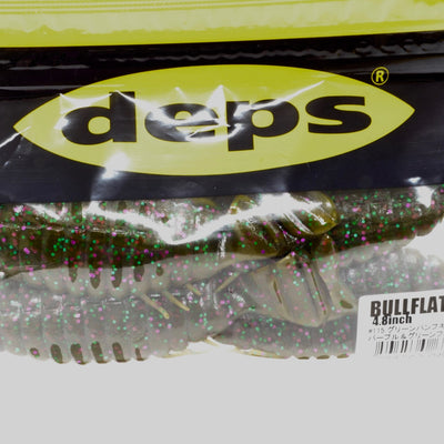 deps Bullflat 4.8 inch #115 Green Pumpkin Purple & Green Flake