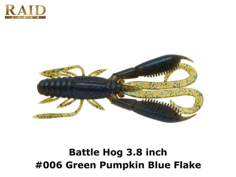 Raid Japan Battle Hog 3.8 inch #006 Green Pumpkin Blue Flake