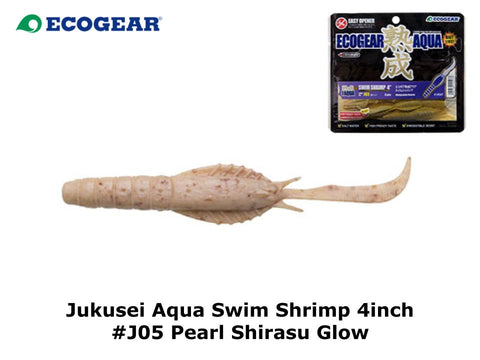 Ecogear Jukusei Aqua Swim Shrimp 4inch #J05 Pearl Shirasu Glow