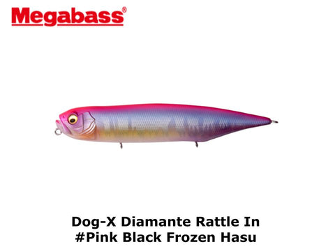 Megabass Dog-X Diamante Rattle In #Pink Black Frozen Hasu