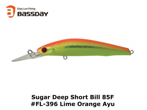 Bassday Japan Sugar Deep Short Bill 85F #FL-396 Lime Orange Ayu