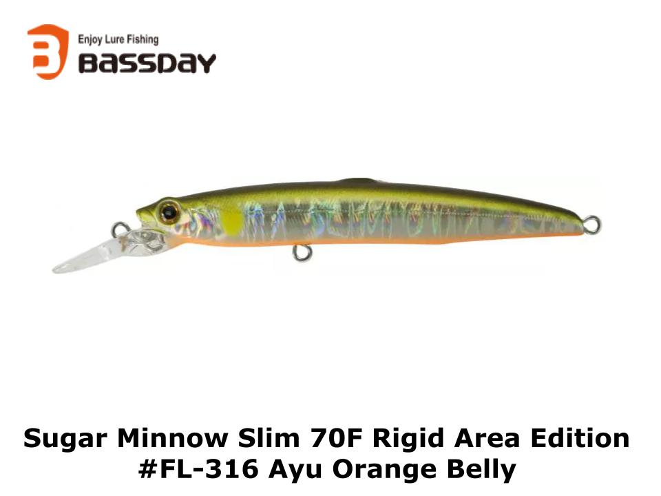 Bassday Japan Sugar Minnow Slim 70F Rigid Area Edition #FL-316 Ayu Orange Belly