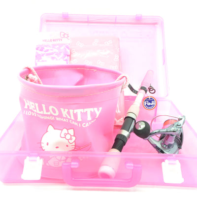 HELLO KITTY COMPACT SET 170 spinning rod reel line bucket rig