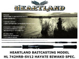 Discontinued Daiwa Heartland Baitcasting HL 742HRB-SV12 Hayate Biwako Spec